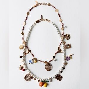 Zara PACK OF BEADED FAUX PEARL CHARM NECKLACES NWT